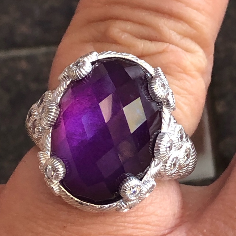Judith Ripka Sterling Diamonique  Doublet Ring 8